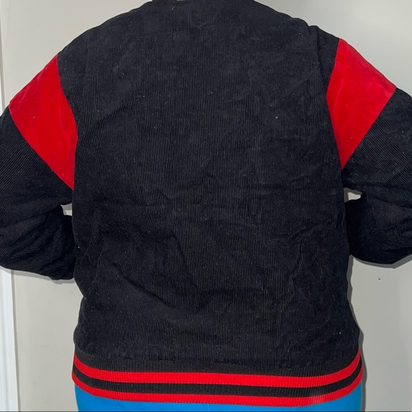 RED AND BLACK CORDUROY VARSITY JACKET - Picture 9 of 9